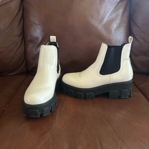 White and Black Platform Boots